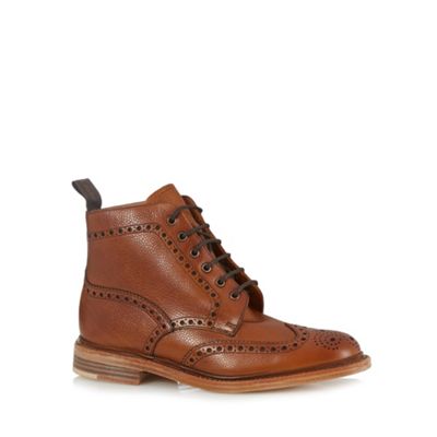 Loake Big and tall brown leather brogue boots